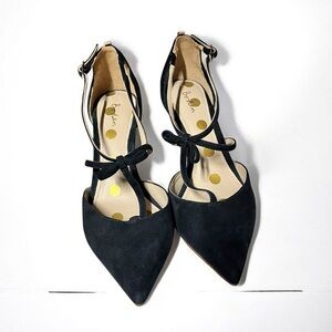 🌻Boden Jennifer Black Suede T-Strap  Heels |  EU 38 = US Size 7